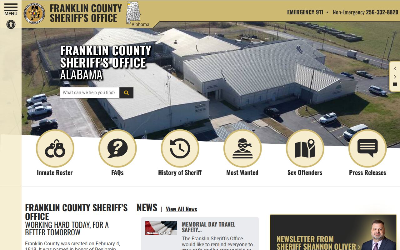 Franklin County criminal history tools on the sheriff website