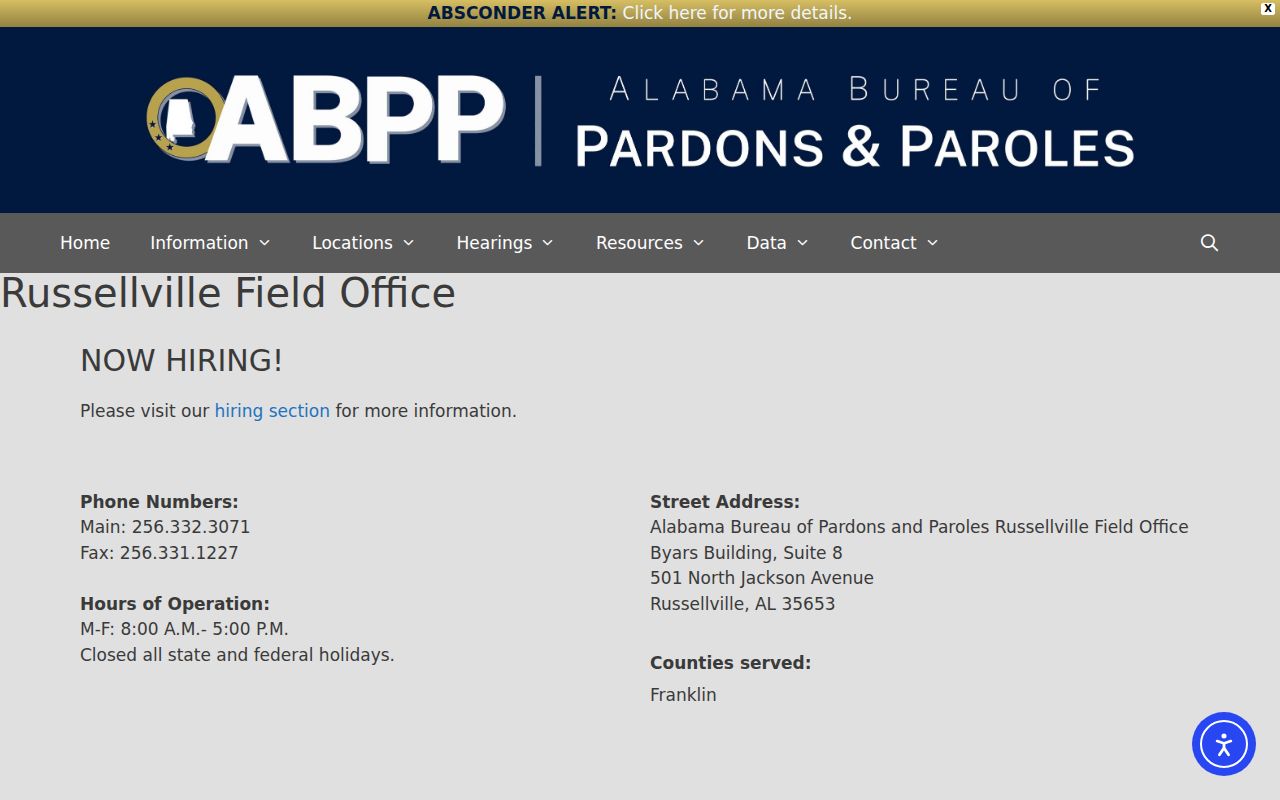 Franklin County criminal record supervision office listing