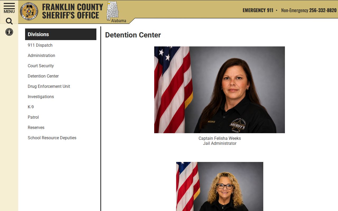 Franklin County arrest records at the detention center