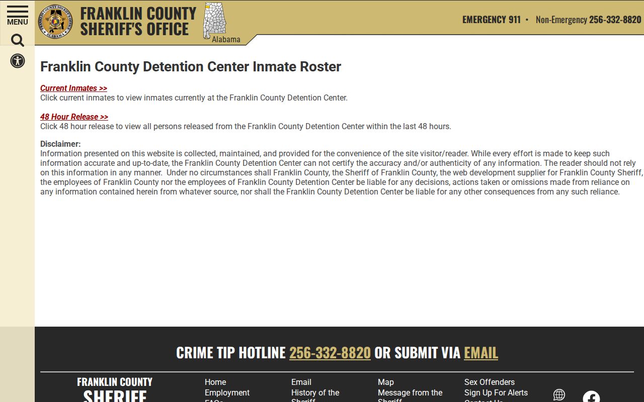 Franklin County arrest search current and released roster choices