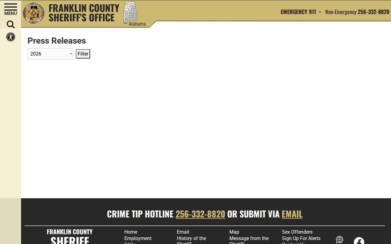 Franklin County arrest search official sheriff press releases
