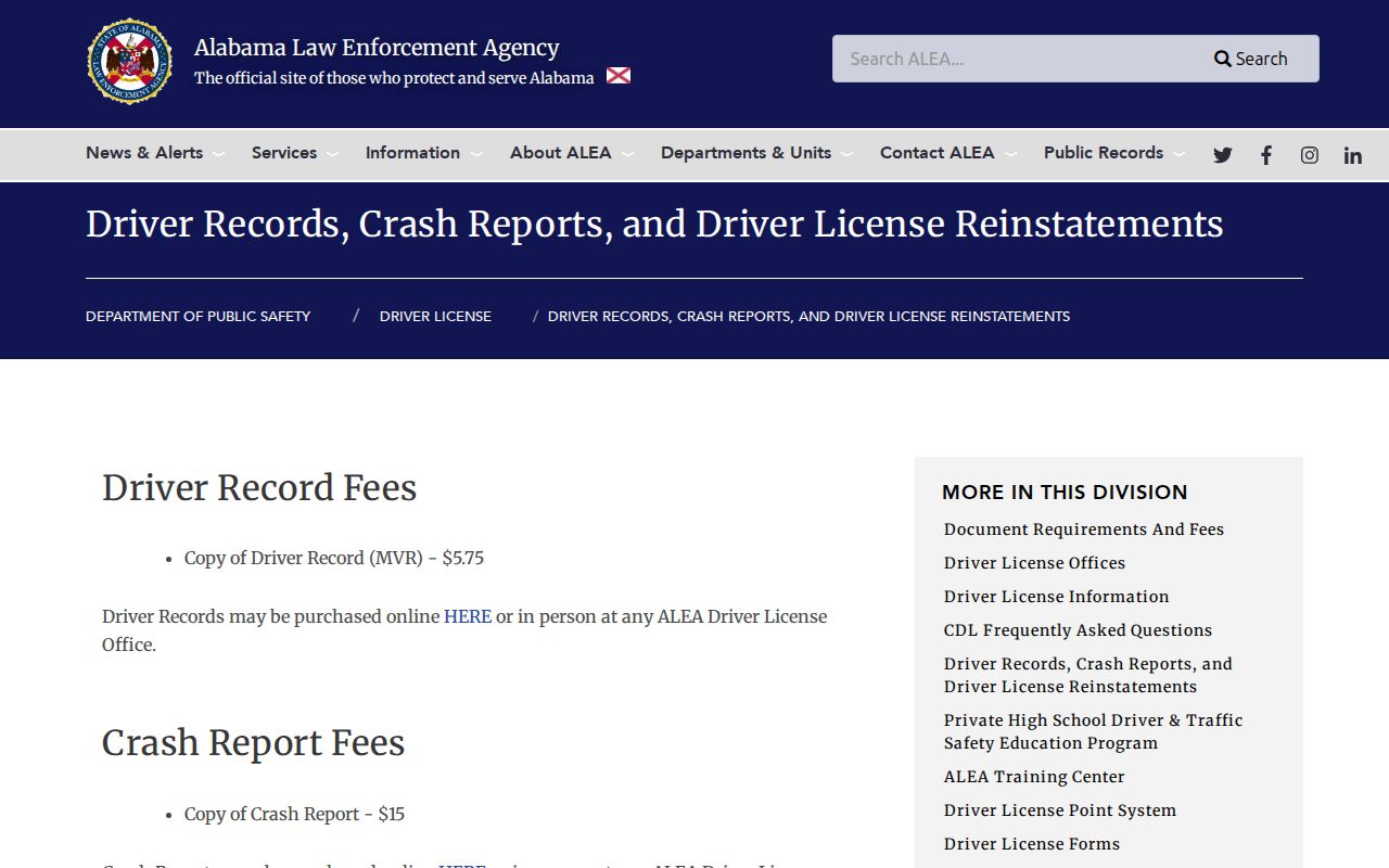 Franklin County crash report route separate from arrest records