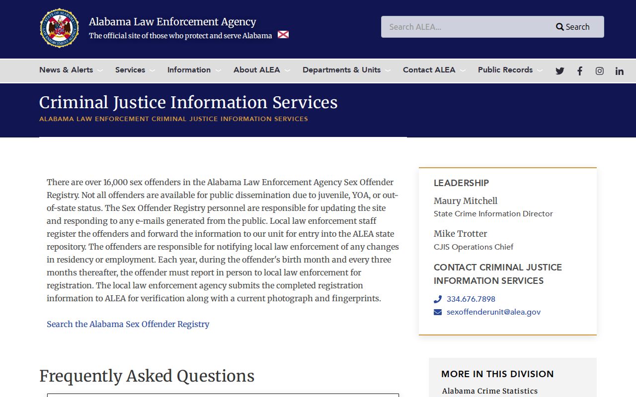 Franklin County sex offender registry update and exclusion information from ALEA