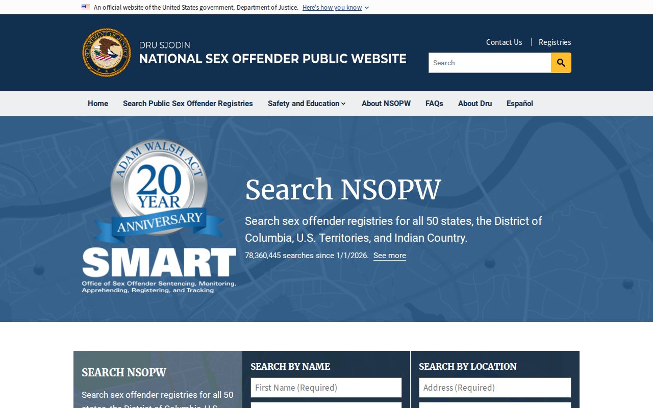 NSOPW national search used with Franklin County sex offender records